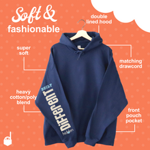 Load image into Gallery viewer, Unisex Hoodie "Built Different". Navy.