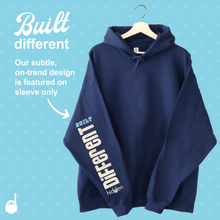 Load image into Gallery viewer, Unisex Hoodie "Built Different". Navy.